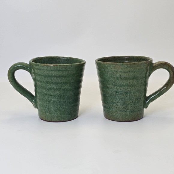Rackliffe Pottery Blue Hills Maine Other - Rackliffe Pottery Blue Hill Maine Green Studio Pottery Mug Pair Signed